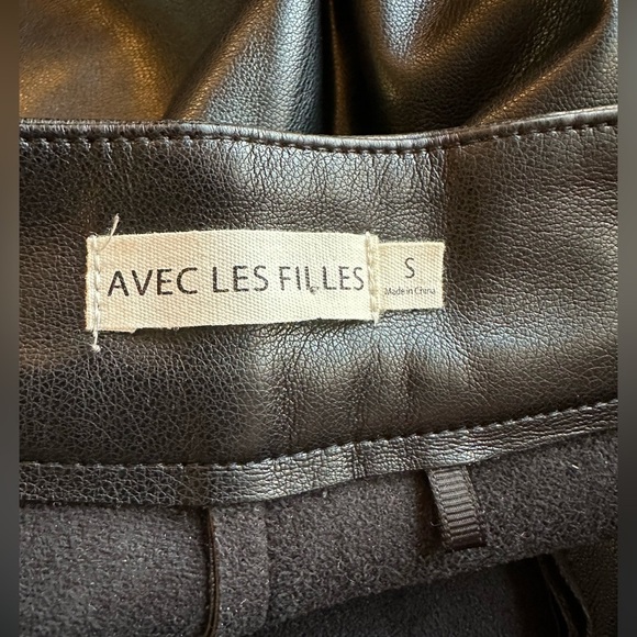 AVEC LES FILLES faux leather shifted seam bootcut pants black size small - Picture 2 of 9